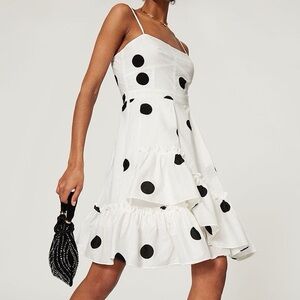 DEREK LAM Collective Dress Women 42 US 6 Polka Dot Flare Sleeveless